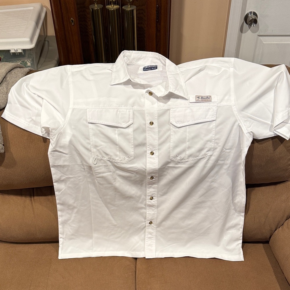 Bimini Bay Men's Crisp White Button Down Shirt, 2XL
